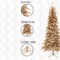 6.5ft Champagne Gold Slim Christmas Tree with Sturdy Metal Stand